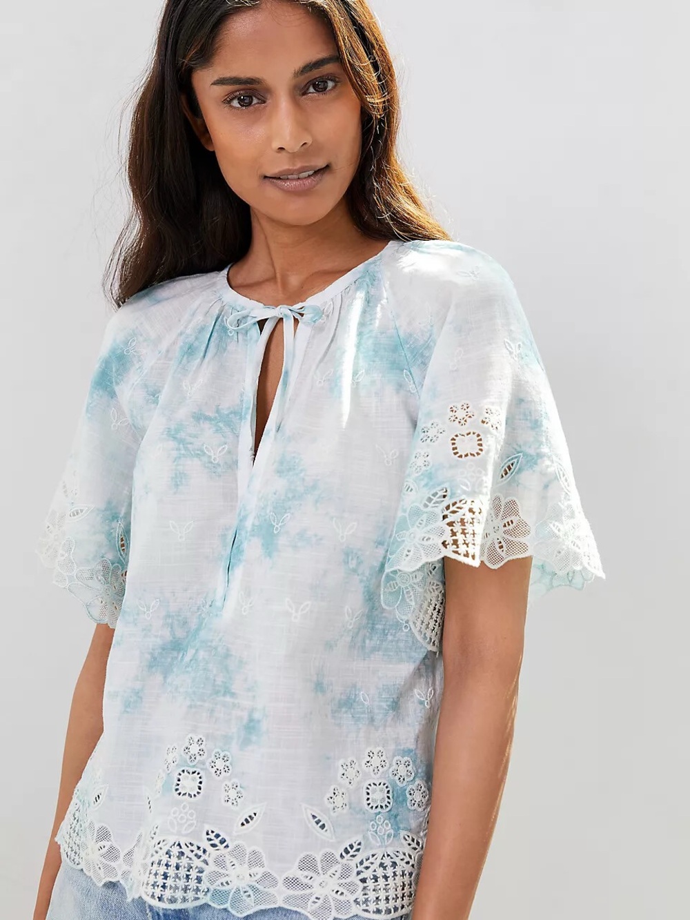 Anthropologie Embroidered Tie-Dye Blouse size Medium $138